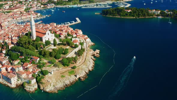 Old City Rovinj on Coast of Adriatic Sea on Sunny Summer Day alt