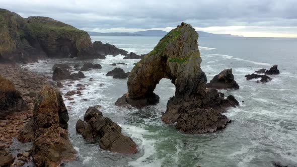 Aerial View of the Crohy Head Sea Arch, County Donegal - Ireland alt