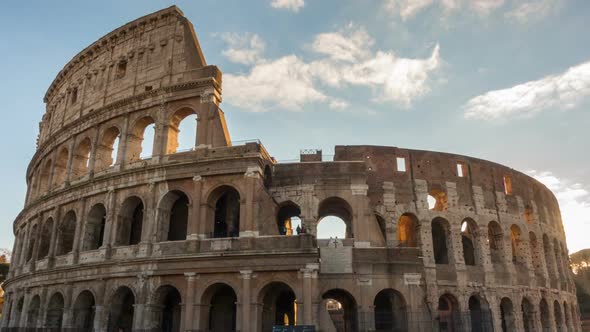The Colosseum or Coliseum Timelapse, Flavian Amphitheatre in Rome, Italy