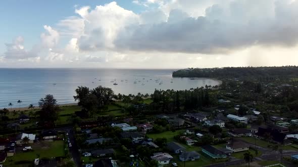 Drone shot. Pan of tropical bay. 1080p 24fps. alt