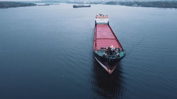 Cargo ship business freight import export logistic and transportation. Aerial view cargo freight  alt