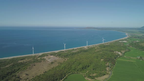 Solar Farm with Windmills. Philippines, Luzon alt