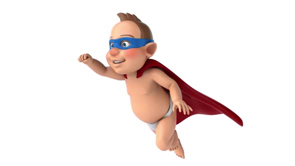 Fun 3D cartoon of a baby superhero alt
