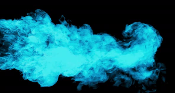4K seamless loop of blue smoke on black background