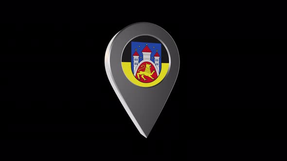 3d Animation Map Navigation Pointer With Flag Of Gottingen (Germany) With Alpha Channel - 4K alt