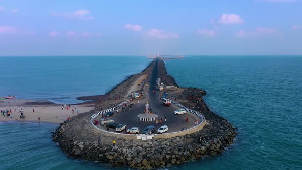 Flying low over Dhanushkodi sea road alt