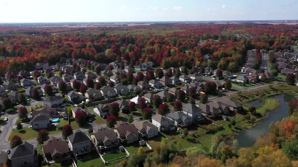 fall colours over suburbia neighborhood alt
