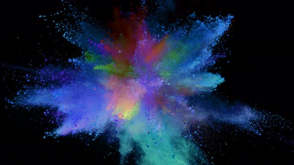Super Slowmotion Shot of Color Powder Explosion Isolated on Black Background at 1000Fps alt