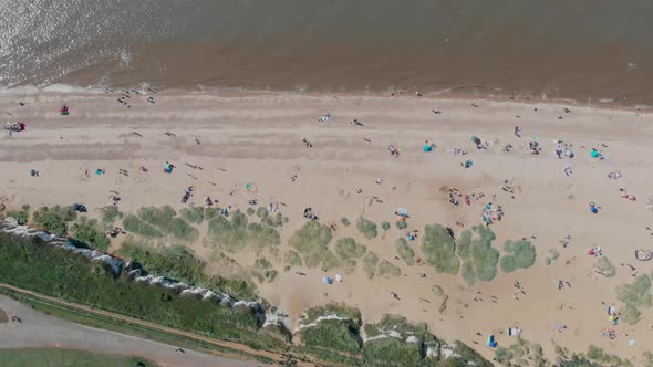 Aerial footage of the British seaside town of Hunstanton Norfolk in the UK alt
