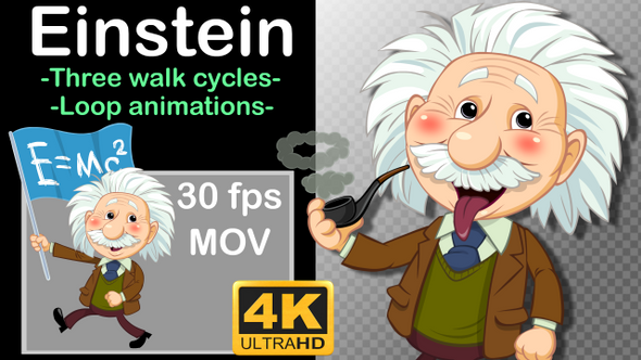 Cartoon Einstein Walking
