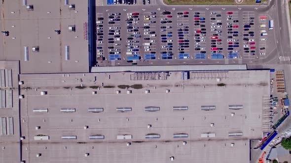 Drone Flies Over a Large Used Car Parking Lot alt