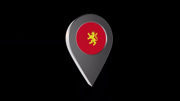 3d Animation Map Navigation Pointer With Flag Of Zaragoza (Spain) With Alpha Channel - 2K alt