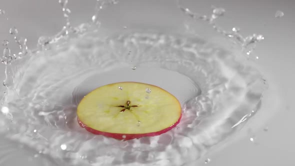 Slice of Apple Falls Into the Water