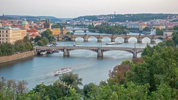 Bridges of Prague Including the Famous Charles Bridge Over the River Vitava