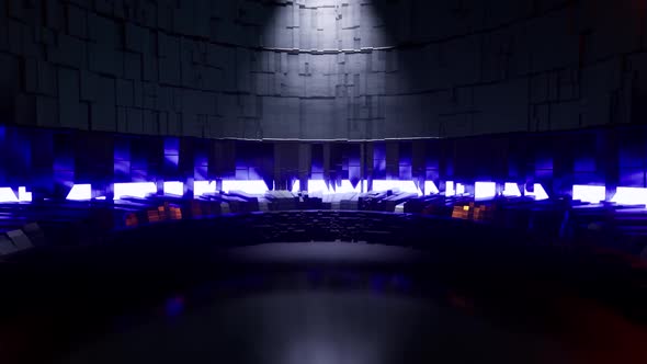 Screen In Neon Style On A Round Platform alt