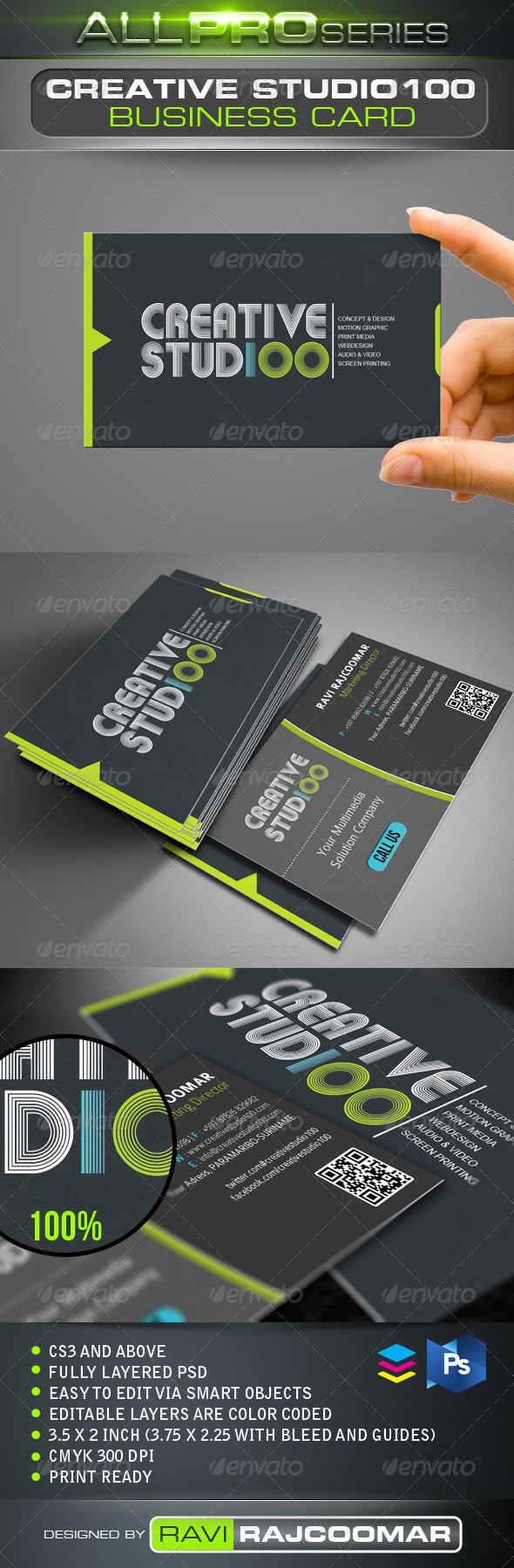 Creative Studio100 Business Card - Creative Business Cards
