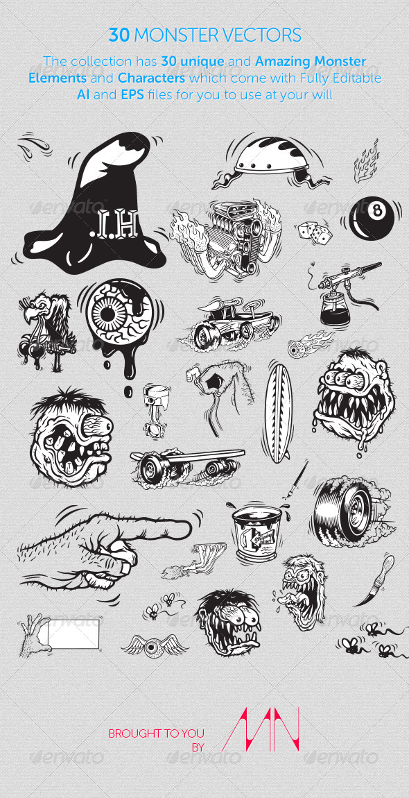 30 Monster Vectors - Characters Vectors