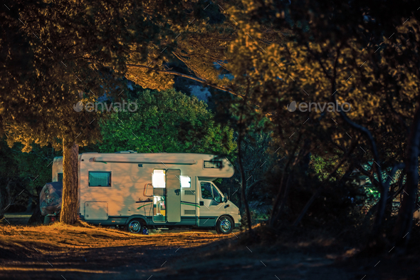 Calm Camping Night inside RV Camper Van