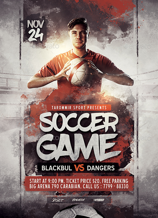 Soccer Game Flyer by tarommir | GraphicRiver