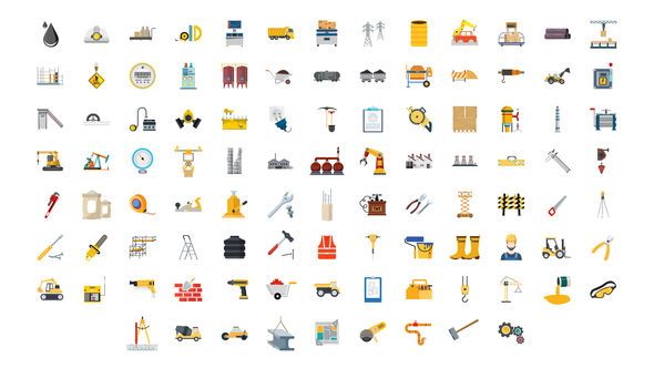 100 ConstructionIndustrial Icons - VideoHive 29150290