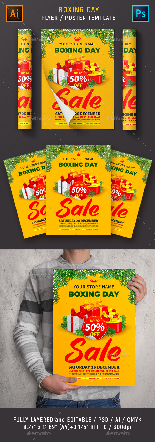 Template For Boxing Day Sale Poster Or Flyer, Print Templates