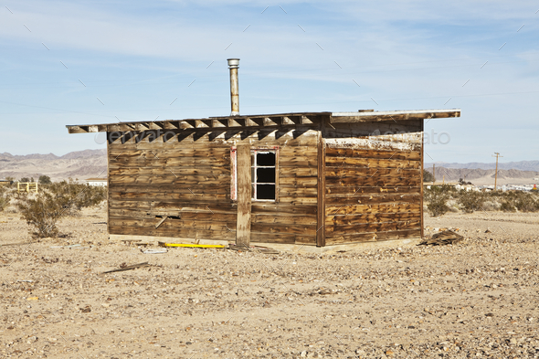Abandoned homestead in Mojave Desert, - Stock Photo - Images