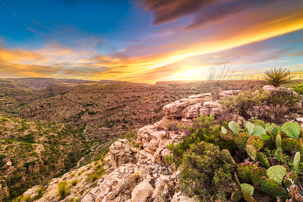 Carlsbad Cavern National Park, New Mexico, USA overlooking Rattlesnake Canyon - Stock Photo - Images