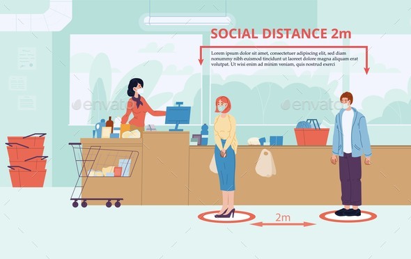 [DOWNLOAD]Man and Woman Keep Social Distance of Two Meters at Shop
