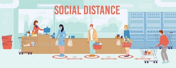 Safe Social Distance at Supermarket Instruction