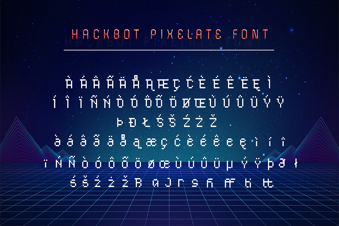 Hackbot A Retro Pixelate Font By Typefactoryco Graphicriver