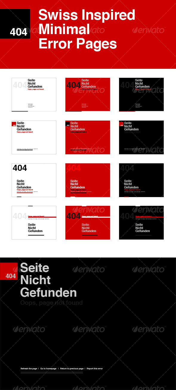 Swiss Inspired Minimal Error Pages - Forms Web Elements