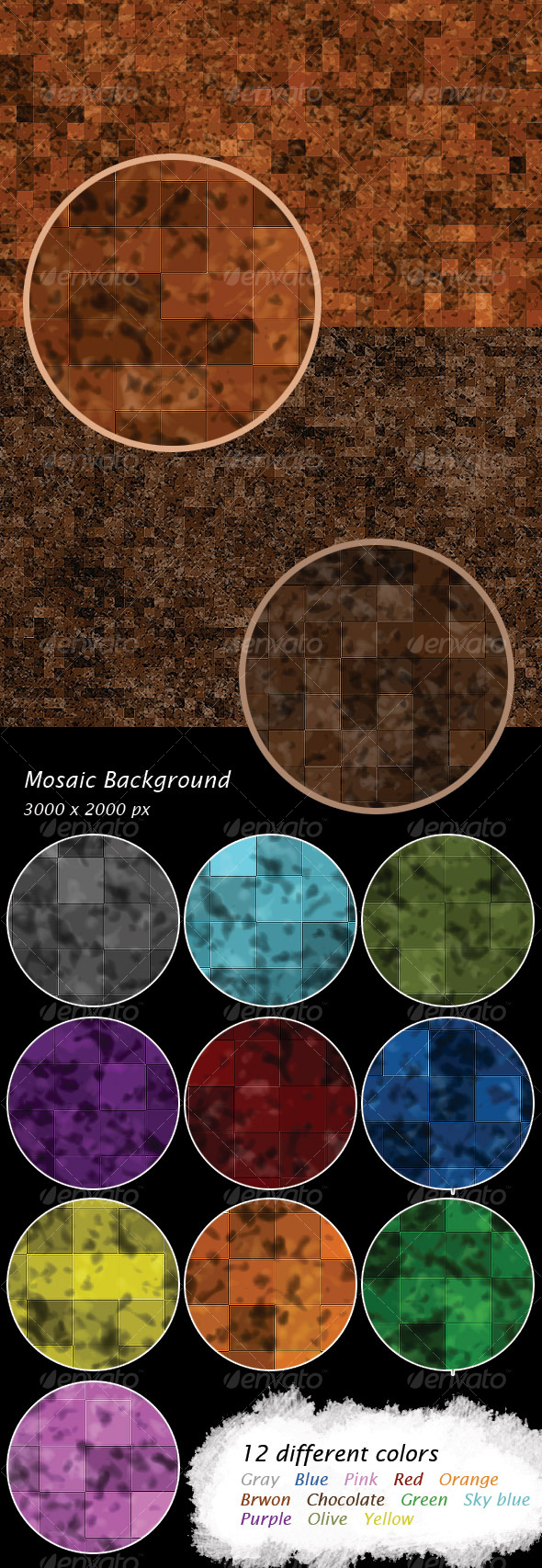 Mosaic Background - 12 Colors - Backgrounds Graphics