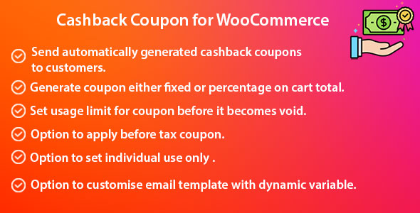 Cashback Coupon for WooCommerce