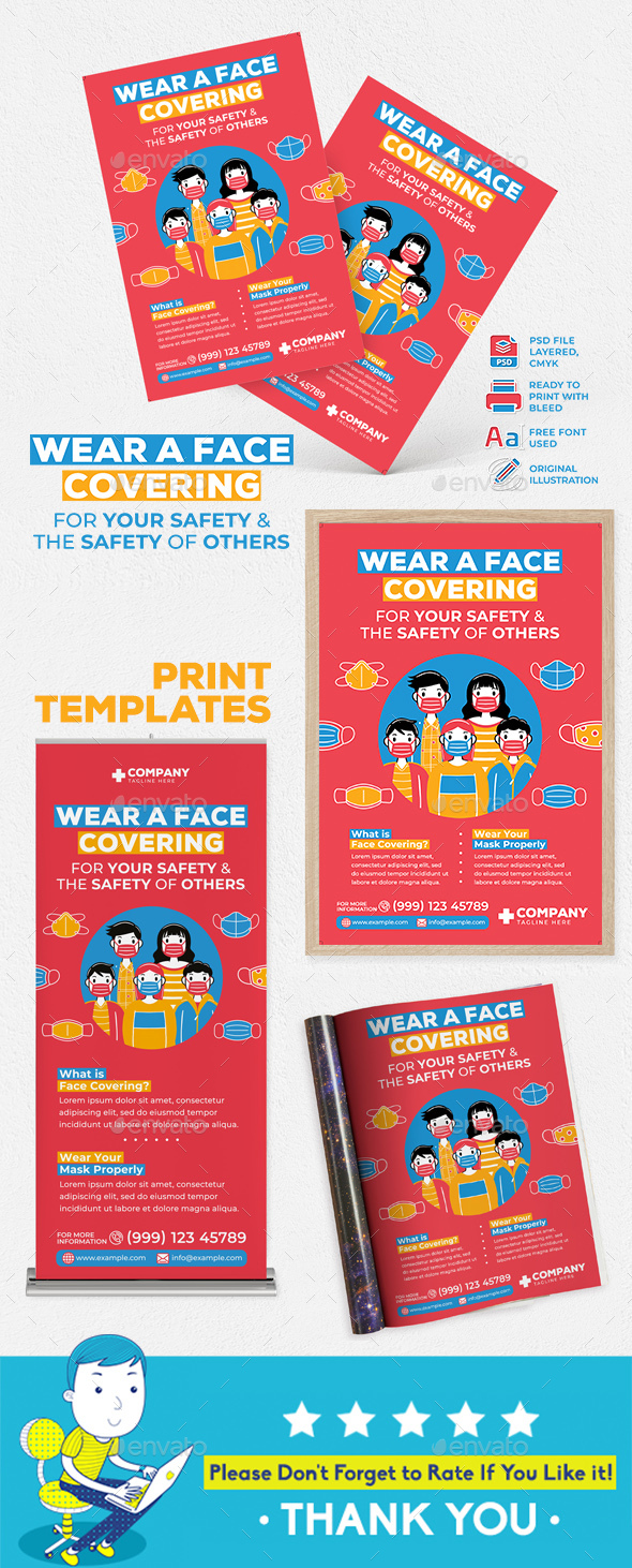 Wear A Face Covering Print Templates