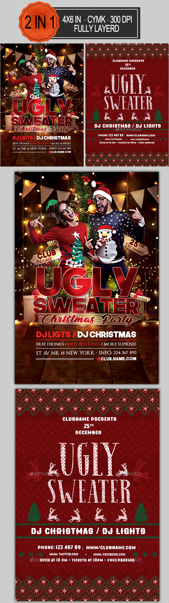 Ugly Sweater Christmas Flyer Bundle