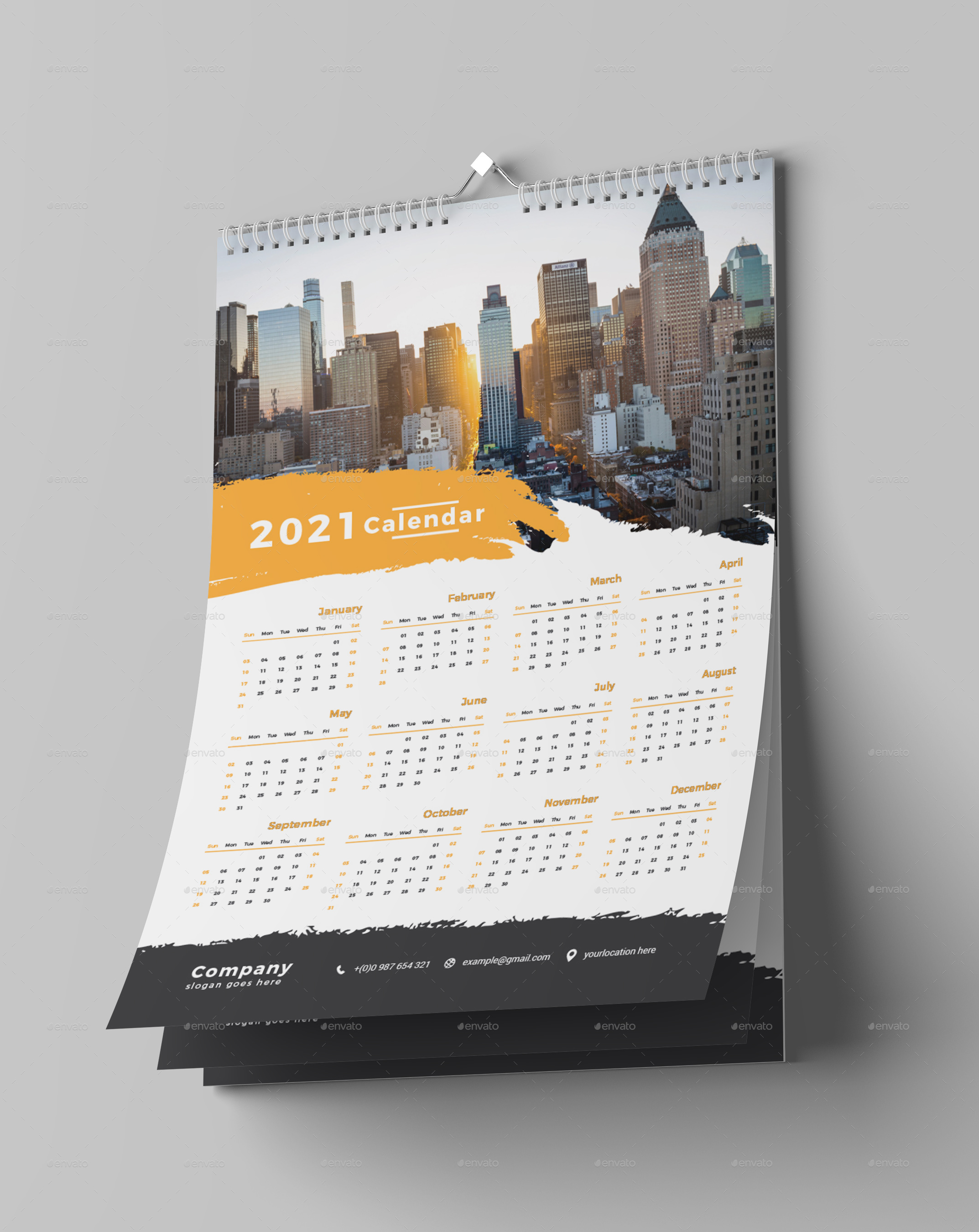 Wall Calendar 2021, Print Templates | GraphicRiver