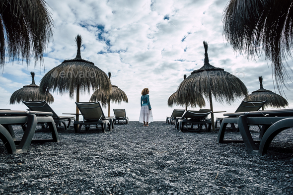 dark and blue colors and tones for epic image of lonely vacation