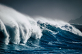 Dangerous powerful energy wave big splash white foam and blue deep water - PhotoDune Item for Sale