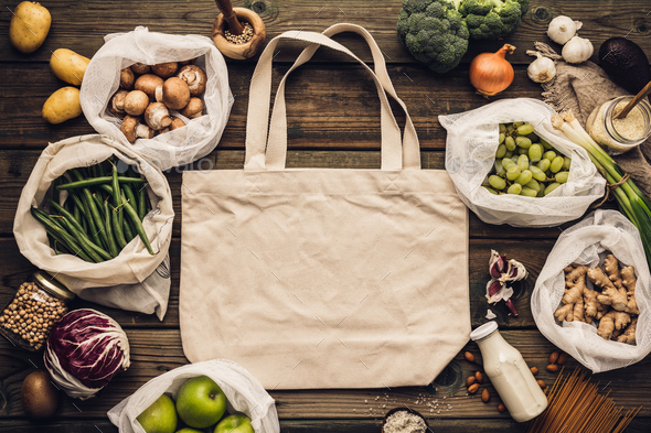 Eco friendly food shopping or cooking concept Plastic free lifestyle Stock Photo by klenova