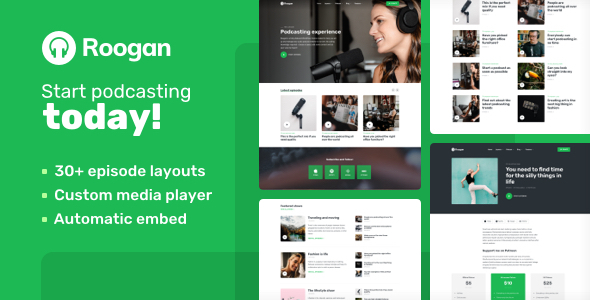 Roogan – Personal Audio Podcast WordPress Theme