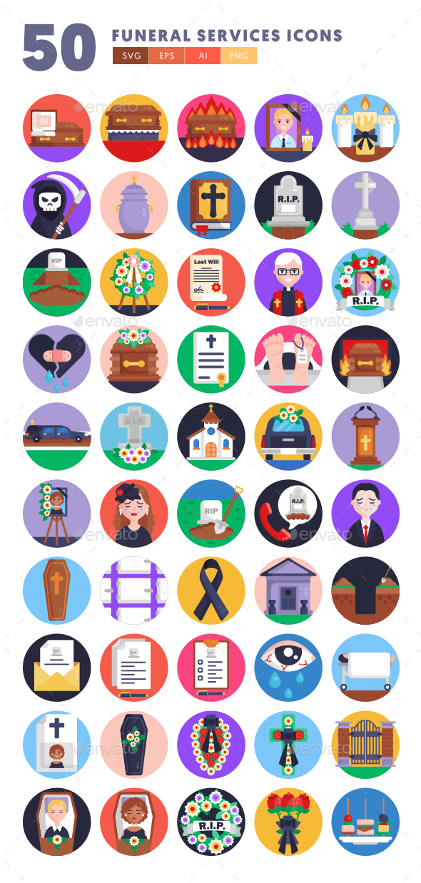 50 Funeral Services Icons