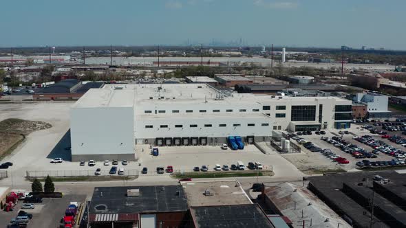 Suburban Shopping Center and General Store Near Big Road Aerial Drone View Real Estate in American alt
