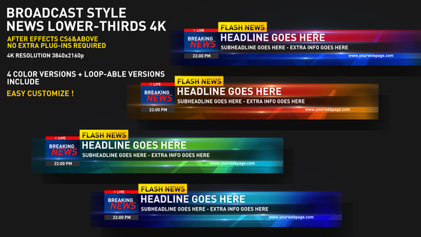 Broadcast Style News Lower-Third 4K