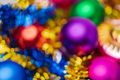 Defocused Colorful Christmas Balls Holiday Decorations, Abstract Blurry Bokeh Background Effect - PhotoDune Item for Sale