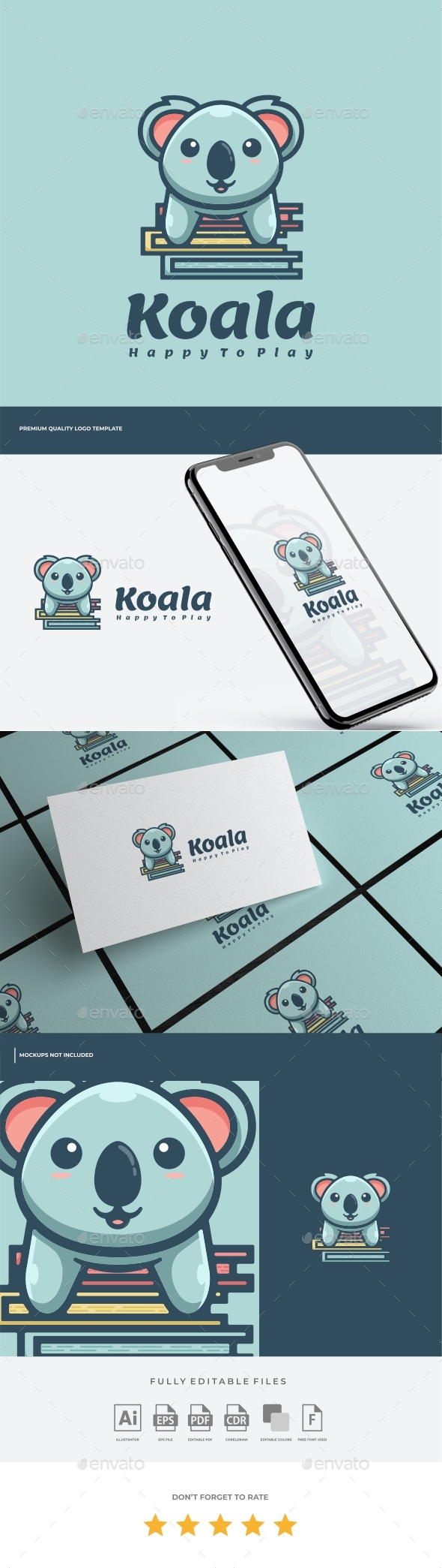 Koala Cartoon Logo Template