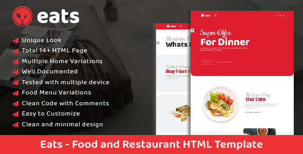 Eats Food and Restaurant HTML Template by srrojmala | ThemeForest