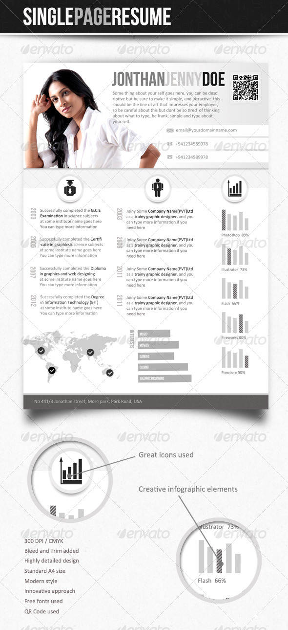 White Dream 2 (Pure White) - Single Page Resume - Resumes Stationery