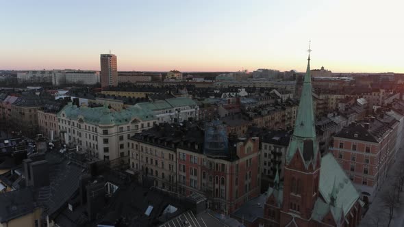 Stockholm City Church and Buildings Aerial View