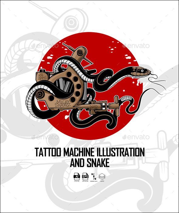 Hand with tattoo machine Design element for  Stock Illustration  70865087  PIXTA