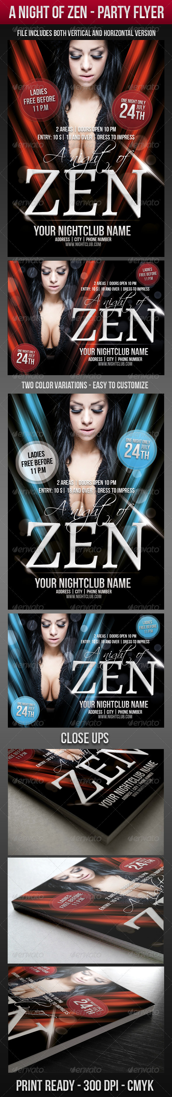 A Night Of Zen Party Flyer - Clubs & Parties Events